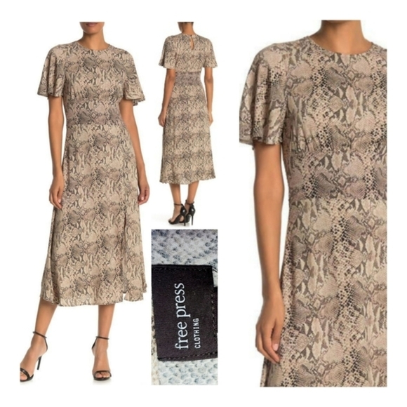 FREE PRESS Reptile Butterfly Sleeve Dress - Picture 2 of 6